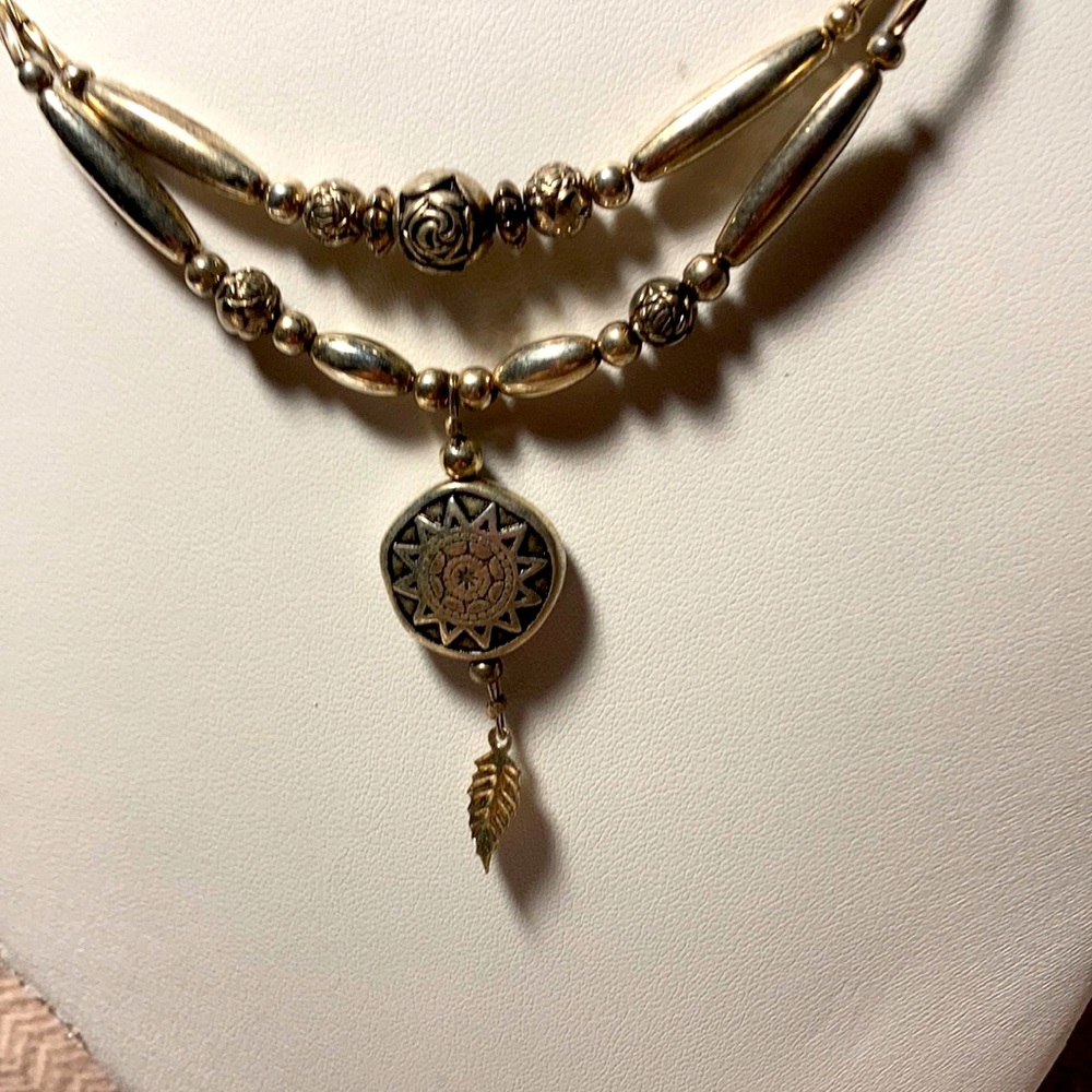 Silver tone 2 tier necklace #1395